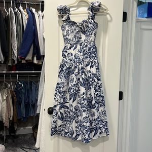 Abercrombie & Fitch Ruffle Strap Smocked Midi Dress Medium